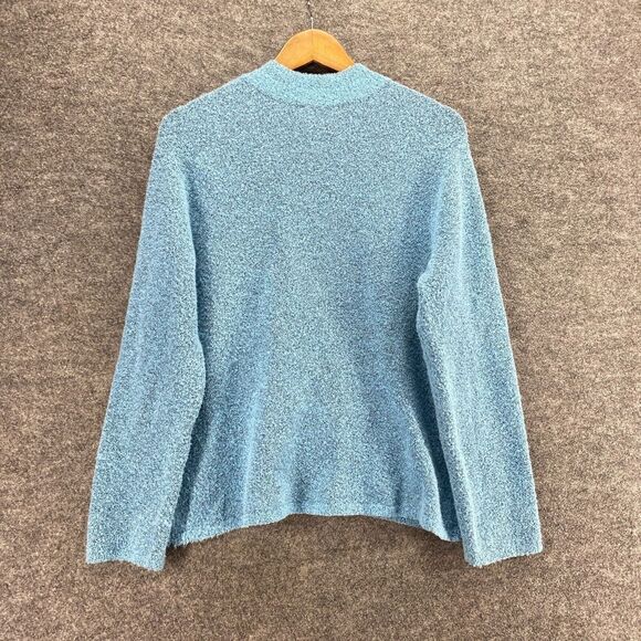 Sigrid Olsen Sweater Pullover Women L Large Blue Knit Wool V-Neck Long Sleeve - Picture 2 of 9